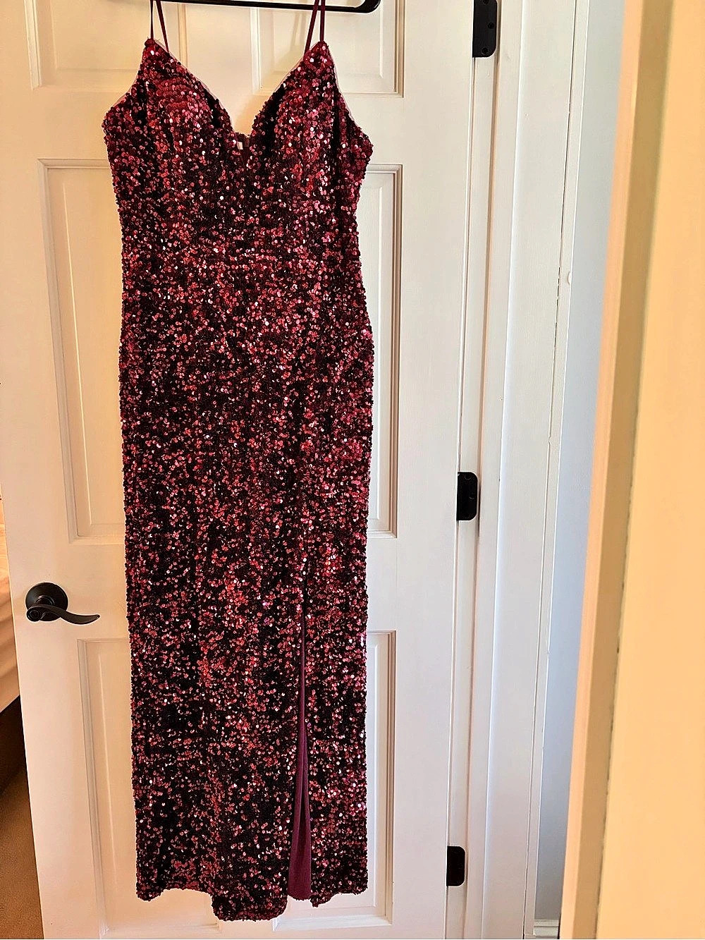 Galina Signature Sequin Maxi Dress in Burgundy Size 14
